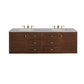 Amberly 72" Double Vanity, Mid-Century Walnut w/ 3 CM Eternal Serena Top