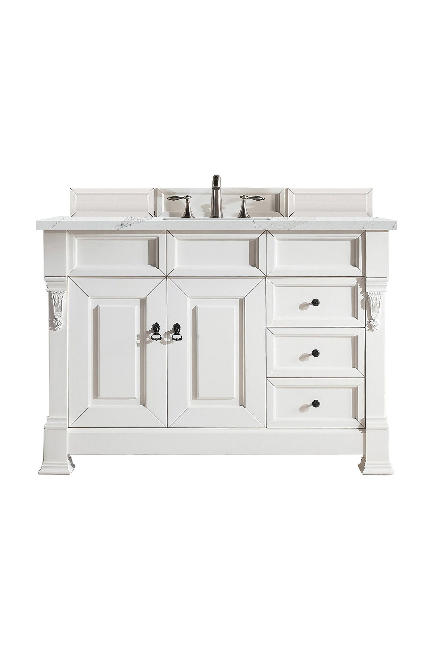 Brookfield 48" Single Vanity, Bright White w/ 3 CM Ethereal Noctis Quartz Top