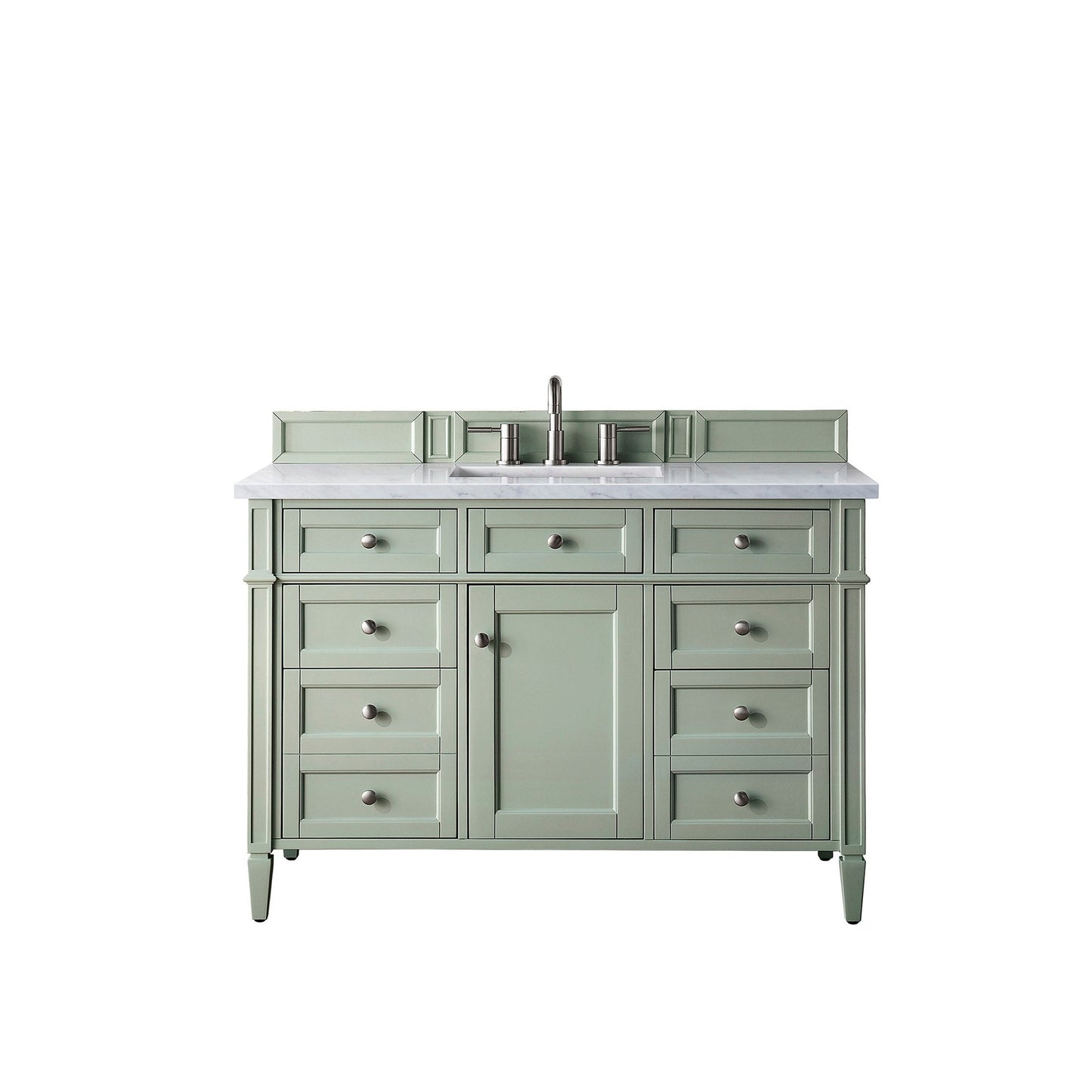 Brittany 48" Single Vanity, Sage Green w/ 3 CM Eternal Jasmine Pearl Quartz Top