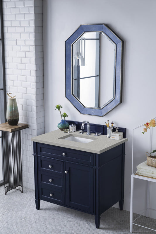 Brittany 36" Single Vanity, Victory Blue w/ 3 CM Eternal Serena Quartz Top