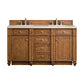 Bristol 60" Double Vanity, Saddle Brown w/ 3 CM Eternal Marfil Quartz Top