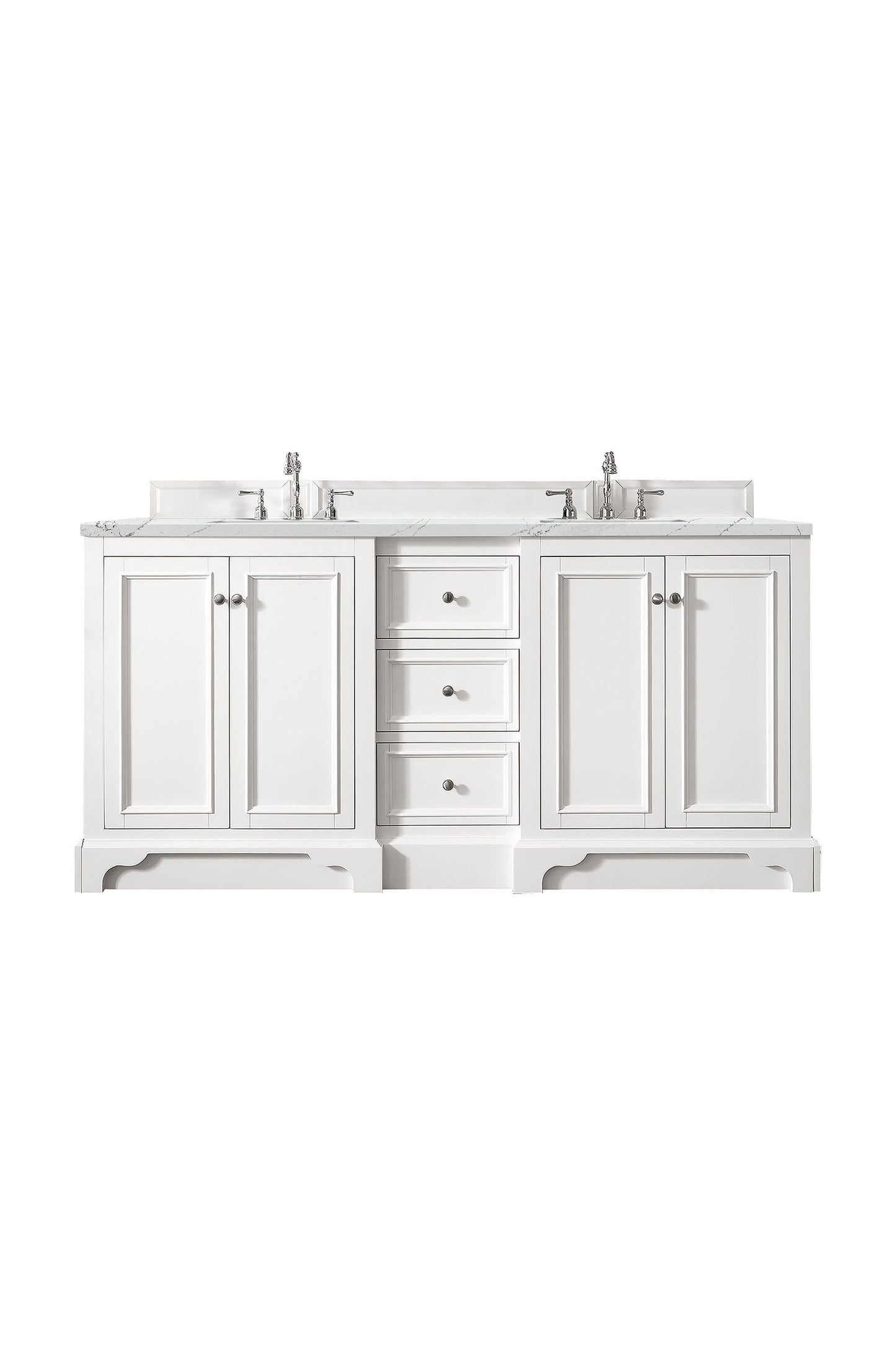 De Soto 72" Double Vanity, Bright White w/ 3 CM Ethereal Noctis Quartz Top