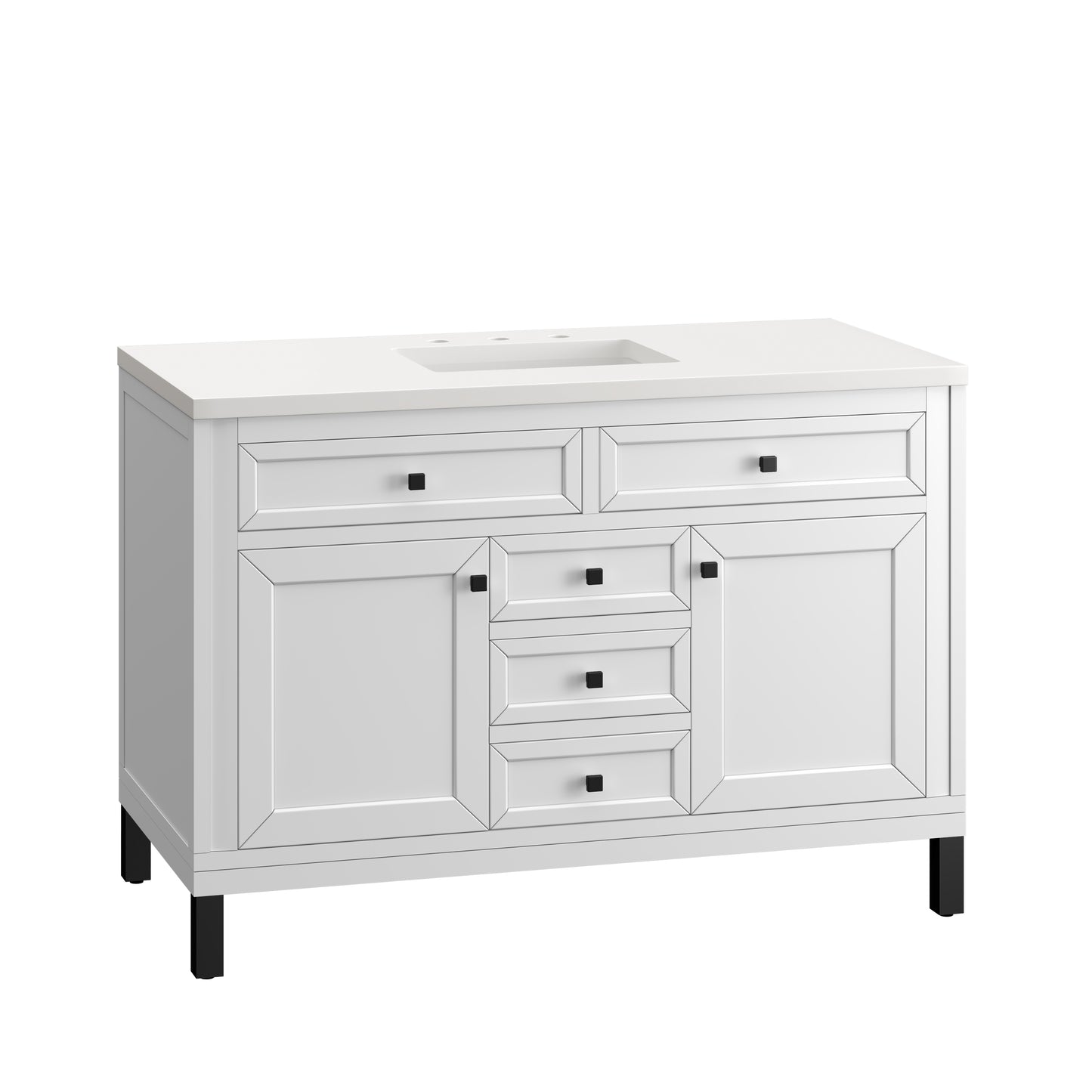 Chicago 48" Single Vanity, Glossy White w/ 3 CM White Zeus Top