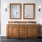 Bristol 72" Double Vanity, Saddle Brown w/ 3 CM White Zeus Quartz Top