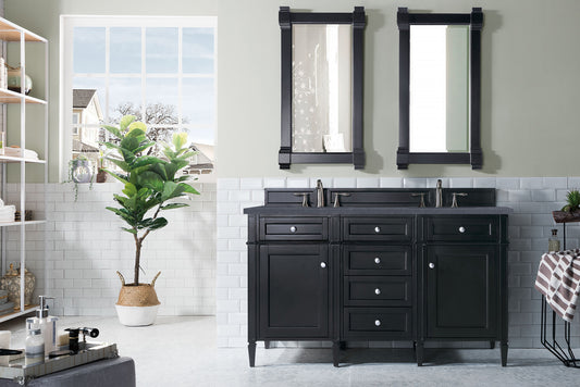 Brittany 60" Double Vanity, Black Onyx w/ 3 CM Charcoal Soapstone Quartz Top