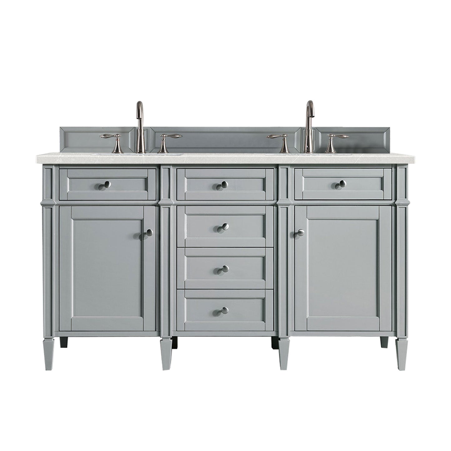 Brittany 60" Double Vanity, Urban Gray w/ 3 CM Eternal Serena Quartz Top