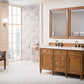 Brittany 60" Double Vanity, Saddle Brown w/ 3 CM White Zeus Quartz Top