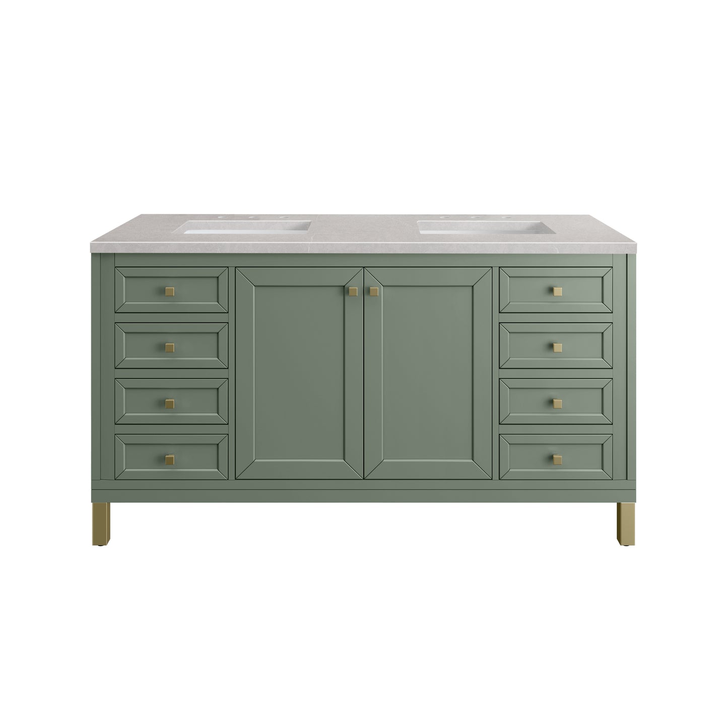 Chicago 60" Double Vanity, Smokey Celadon w/ 3 CM Eternal Serena Top