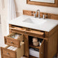 Brittany 36" Single Vanity, Saddle Brown w/ 3 CM White Zeus Quartz Top