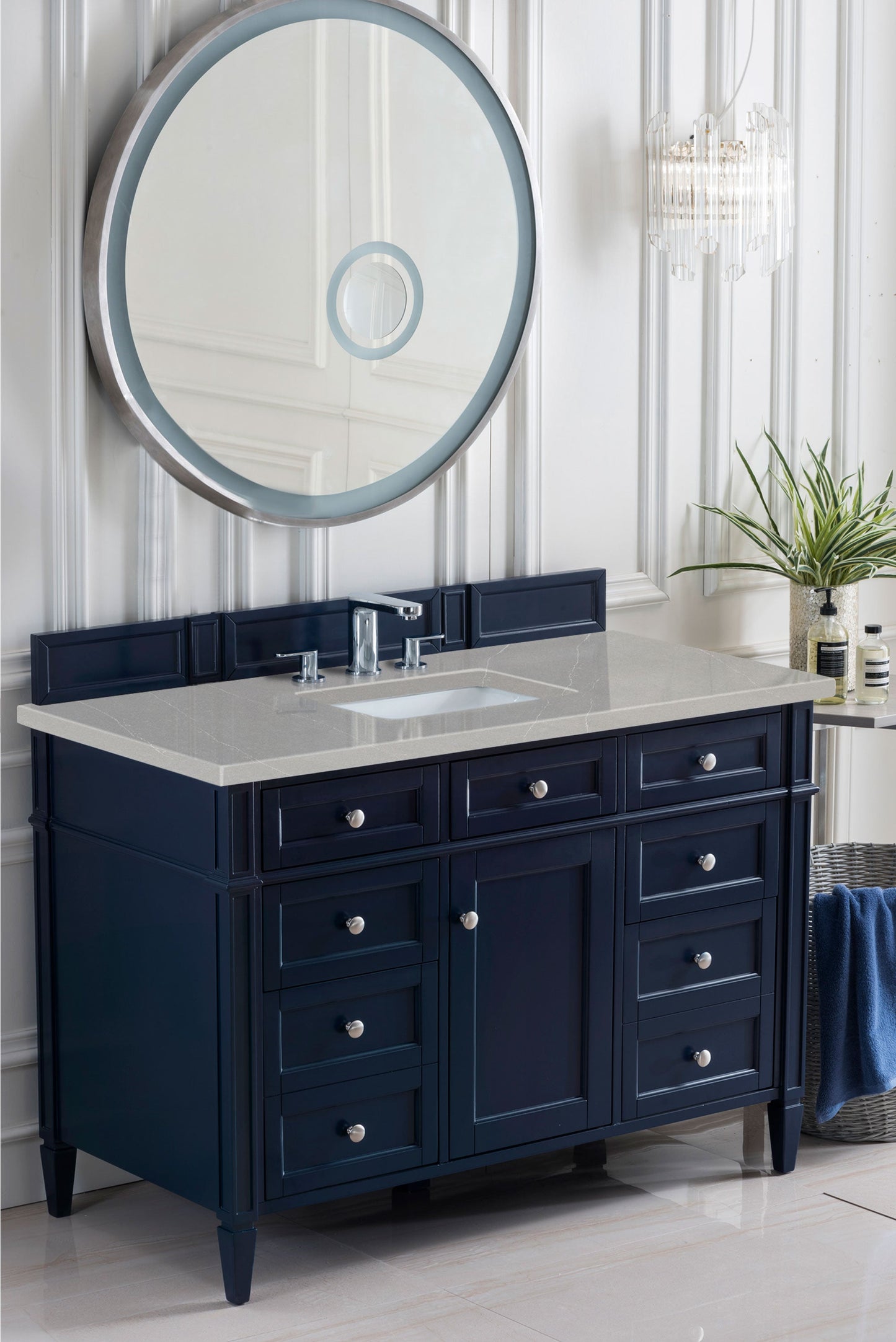 Brittany 48" Single Vanity, Victory Blue w/ 3 CM Eternal Serena Quartz Top