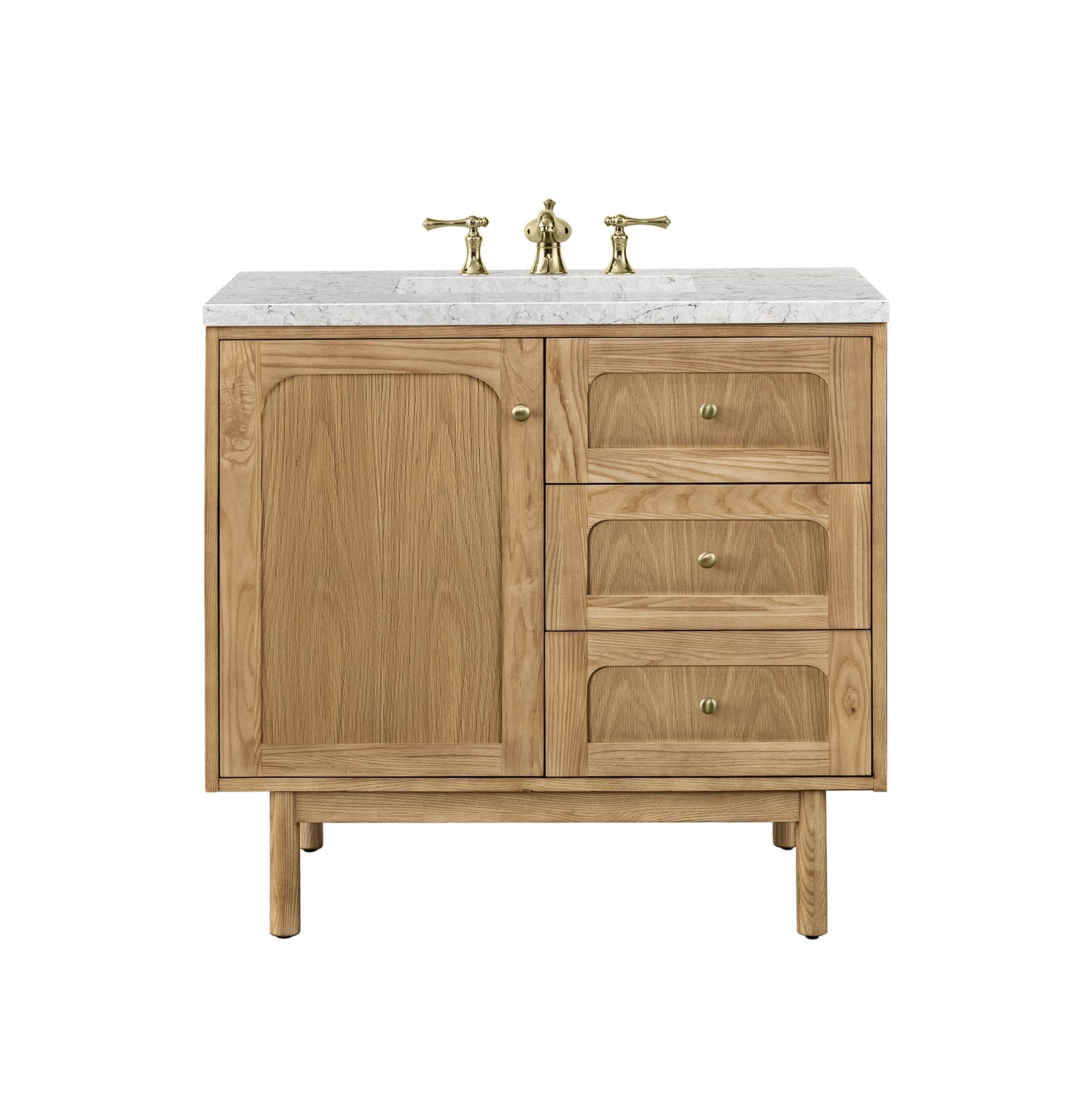 Laurent 36" Single Vanity, Light Natural Oak w/ 3 CM Eternal Jasmine Pearl Top