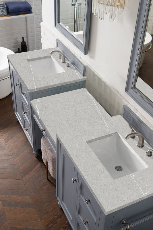 Copper Cove Encore 86" Double Vanity Set, Silver Gray w/ 3 CM Eternal Serena Quartz Top