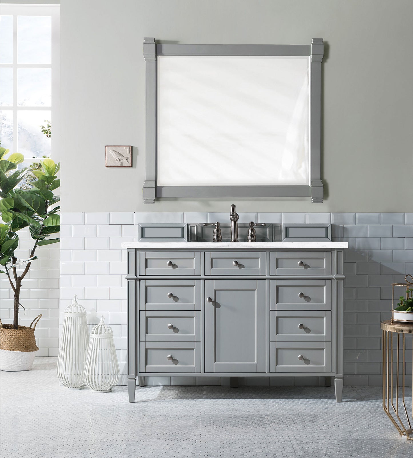 Brittany 48" Single Vanity, Urban Gray w/ 3 CM Arctic Fall Solid Surface Top