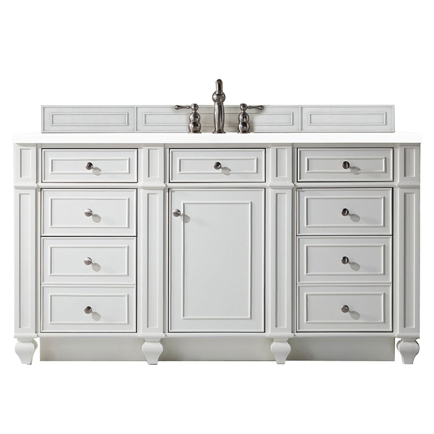 Bristol 60" Single Vanity, Bright White w/ 3 CM White Zeus Quartz Top