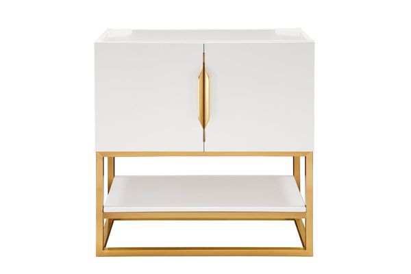 Columbia 31.5 Single Vanity Cabinet, Glossy White, Radiant Gold