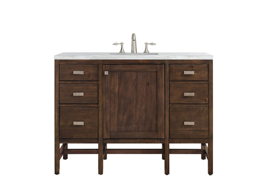 Addison 48" Single Vanity, Mid-Century Acacia w/ 3 CM Arctic Fall Solid Surface Top