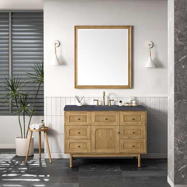 Laurent 48 Single Vanity, Light Natural Oak w/ 3 CM Charcoal Soapstone Top