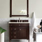 Brittany 36" Single Vanity, Burnished Mahogany w/ 3 CM Eternal Marfil Quartz Top