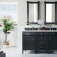 Brittany 60" Double Vanity, Black Onyx w/ 3 CM Ethereal Noctis Quartz Top