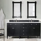 Brittany 72" Double Vanity, Black Onyx w/ 3 CM Arctic Fall Solid Surface Top