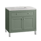 Chicago 36" Single Vanity, Smokey Celadon w/ 3 CM Eternal Jasmine Pearl Top