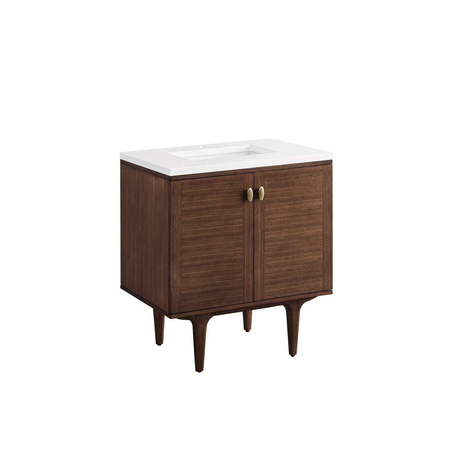 Amberly 30" Single Vanity, Mid-Century Walnut w/ 3 CM White Zeus Top