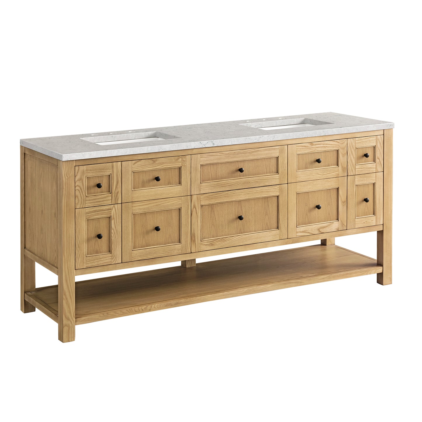 Breckenridge 72" Double Vanity, Light Natural Oak w/ 3 CM Eternal Jasmine Pearl Top