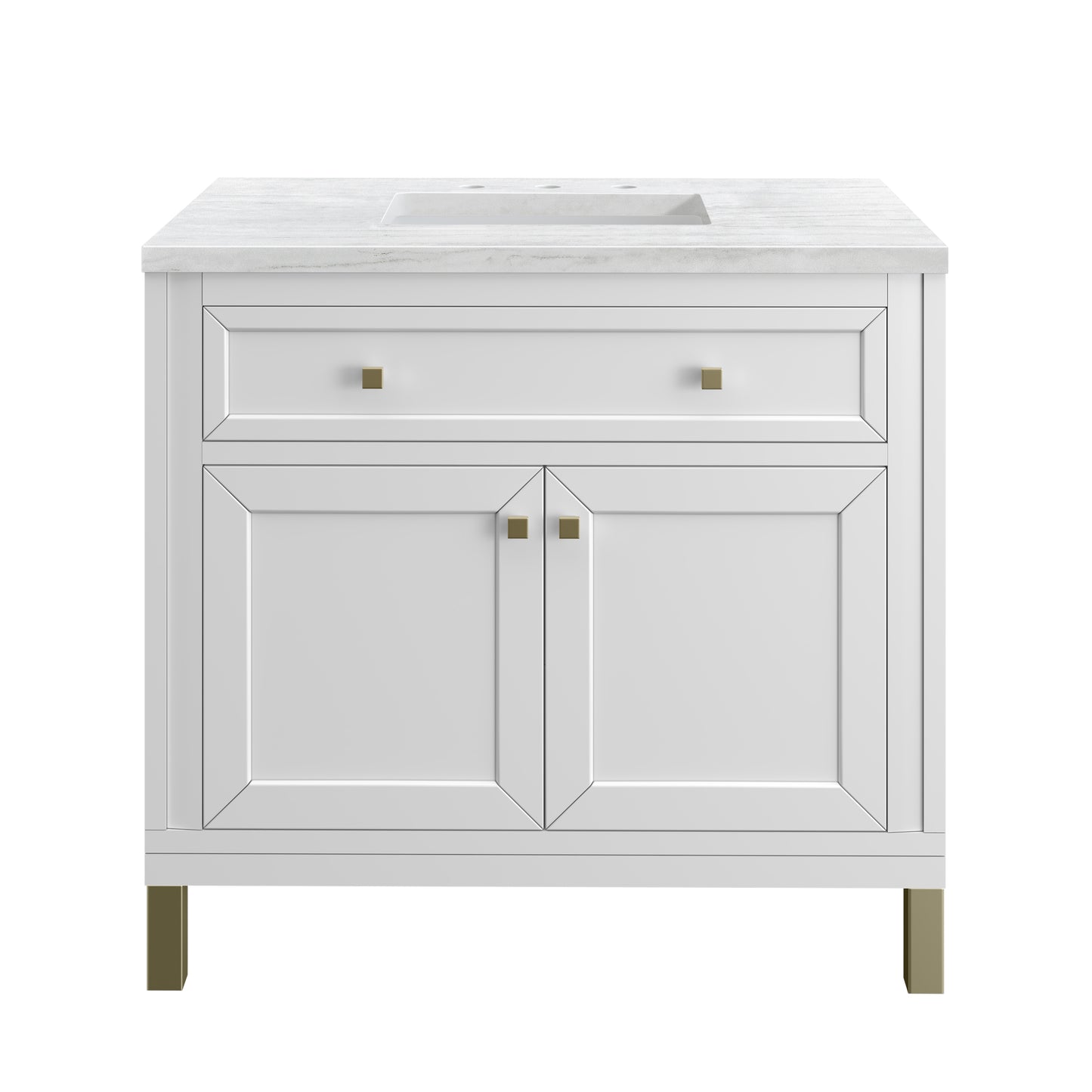 Chicago 36" Single Vanity, Glossy White w/ 3 CM Arctic Fall Top