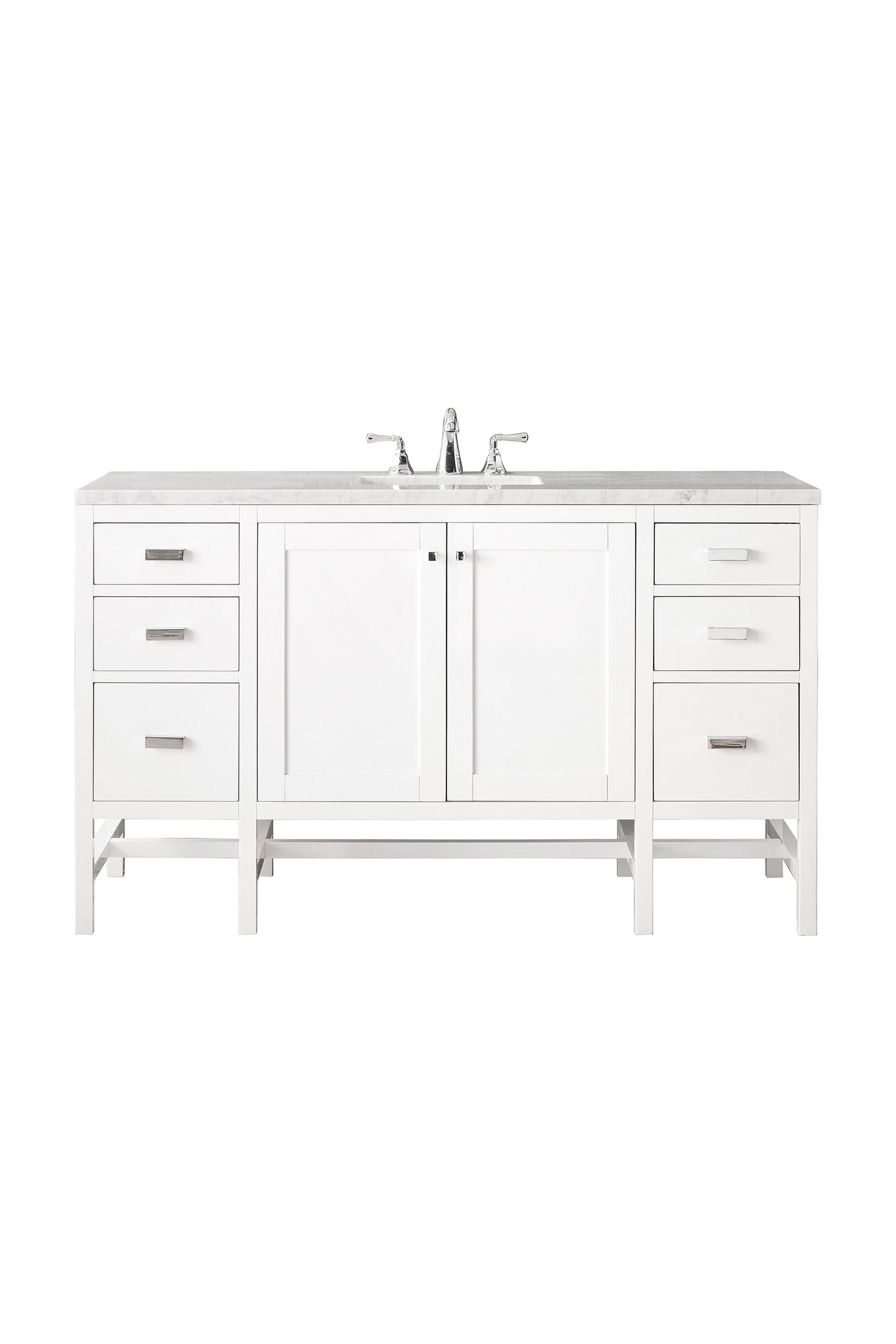 Addison 60" Single Vanity, Glossy White w/ 3 CM Arctic Fall Solid Surface Top