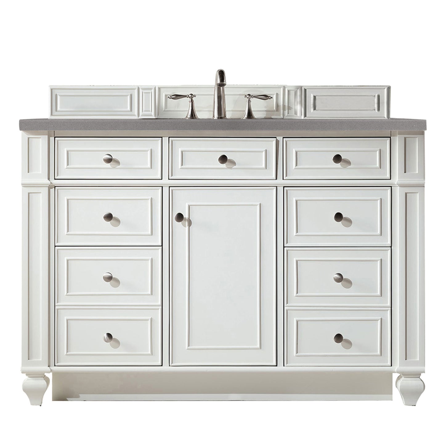 Bristol 48" Single Vanity, Bright White w/ 3 CM Grey Expo Quartz Top