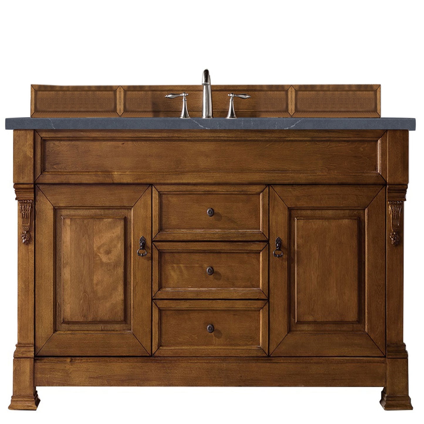 Brookfield 60" Single Vanity, Country Oak w/ 3 CM Charcoal Soapstone Quartz Top