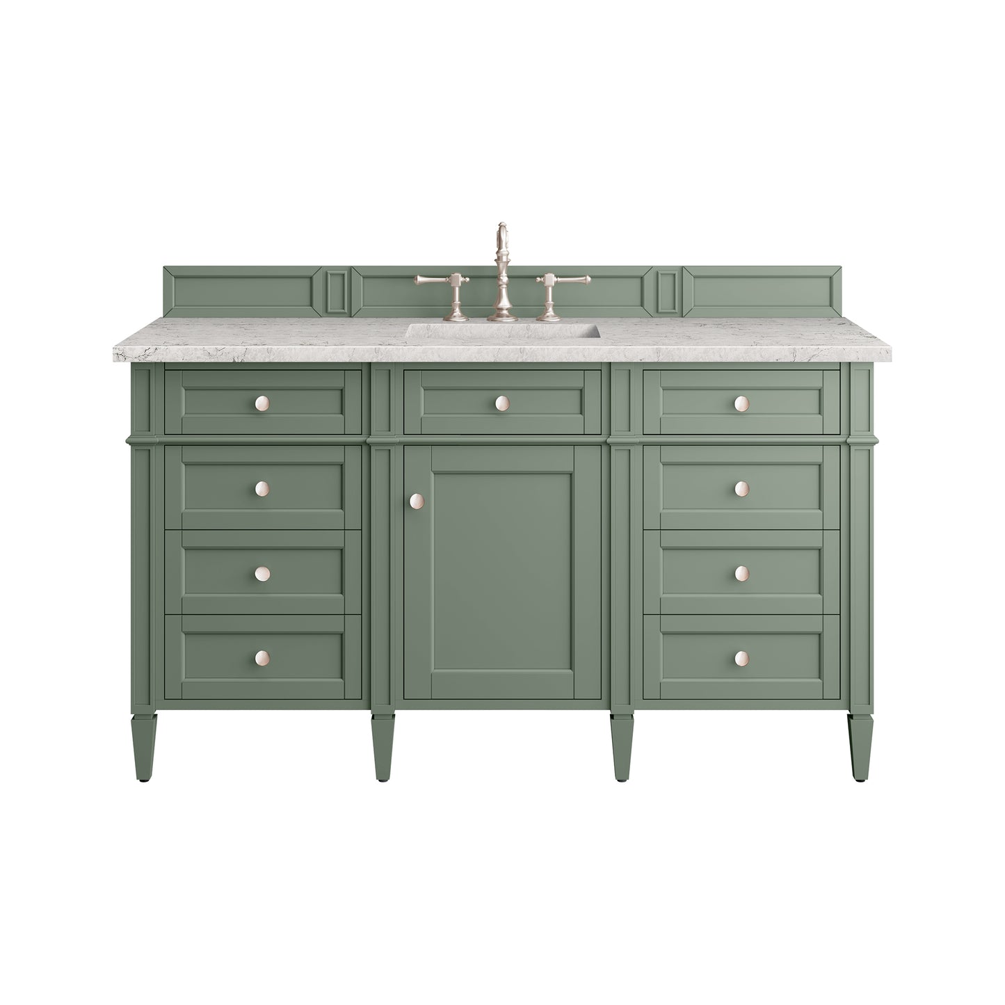 Brittany 60" Single Vanity, Smokey Celadon w/ 3 CM Eternal Jasmine Pearl Top