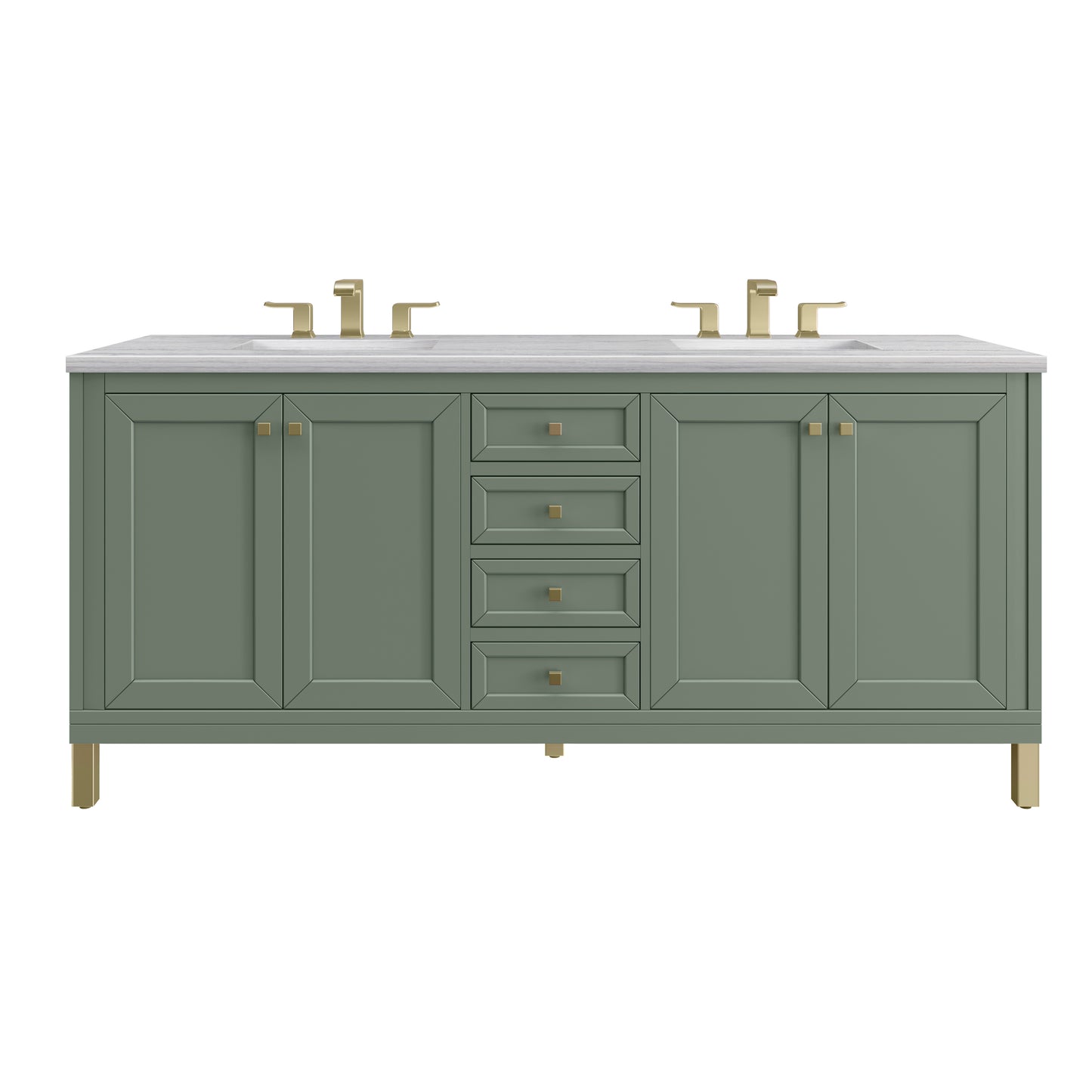 Chicago 72" Double Vanity, Smokey Celadon w/ 3 CM Arctic Fall Top