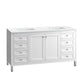 Chicago 60" Double Vanity, Glossy White w/ 3 CM White Zeus Top