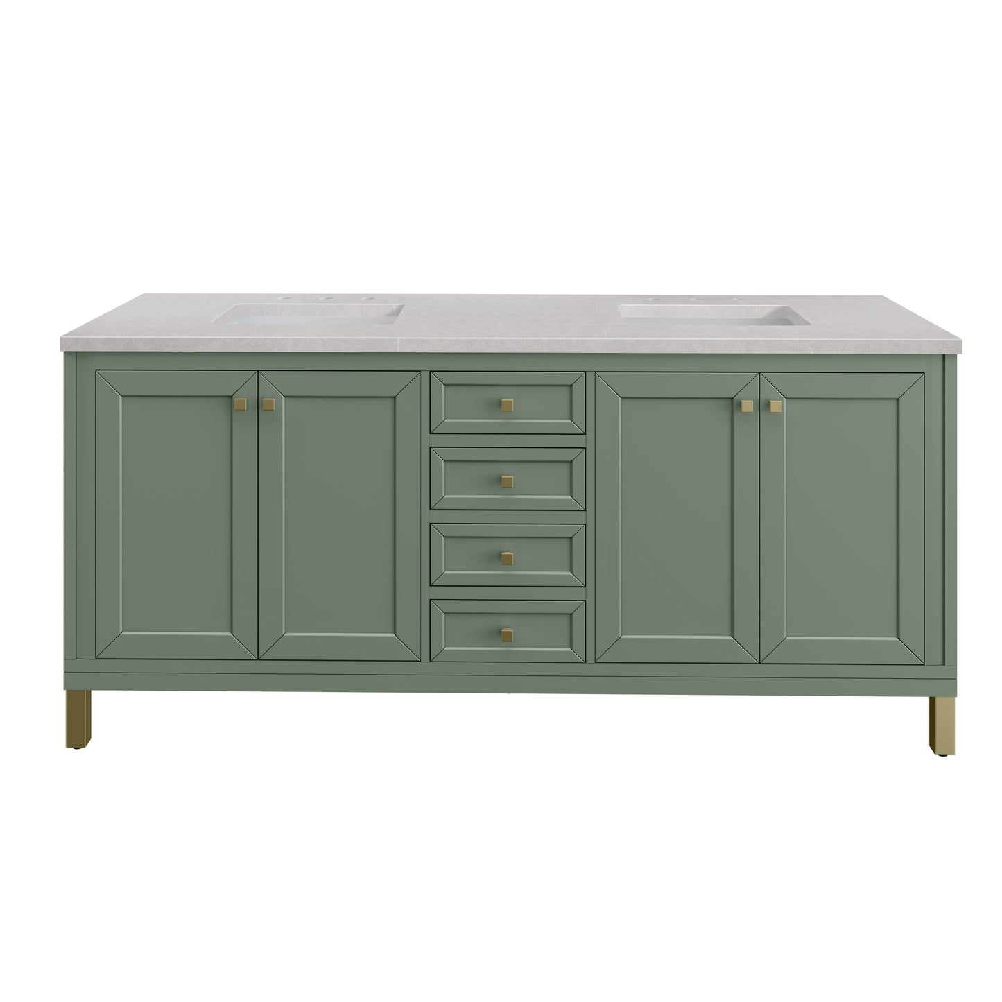 Chicago 72" Double Vanity, Smokey Celadon w/ 3 CM Eternal Serena Top