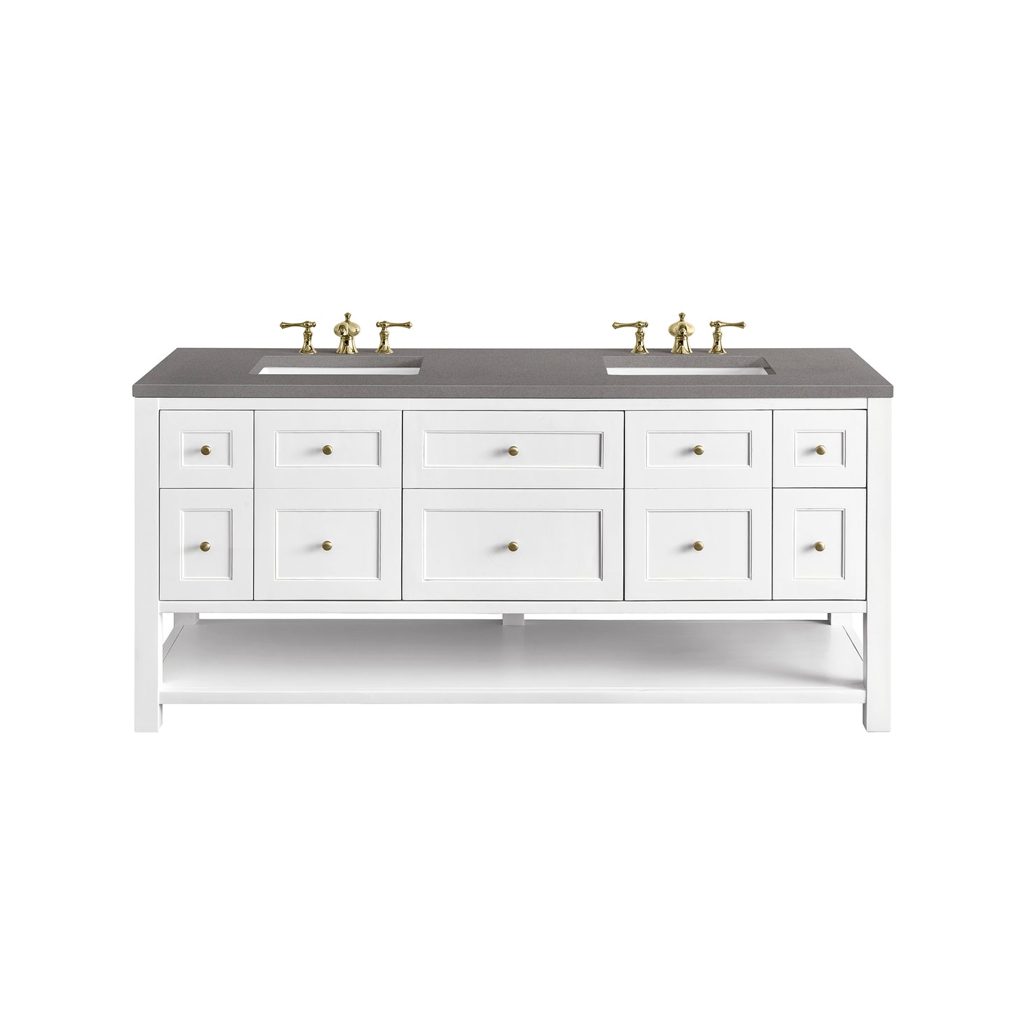 Breckenridge 72" Double Vanity, Bright White w/ 3 CM Grey Expo Top