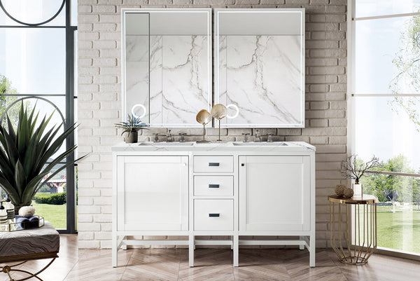 Addison 60 Double Vanity, Glossy White w/ 3 CM Ethereal Noctis Top
