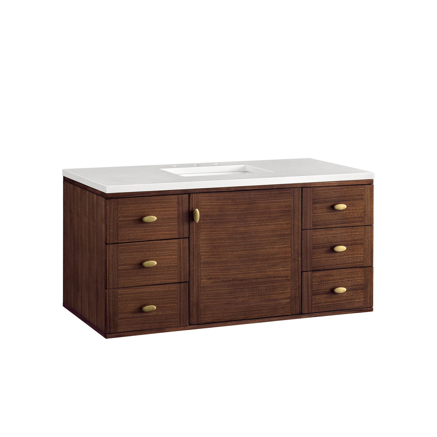 Amberly 48" Single Vanity, Mid-Century Walnut w/ 3 CM White Zeus Top