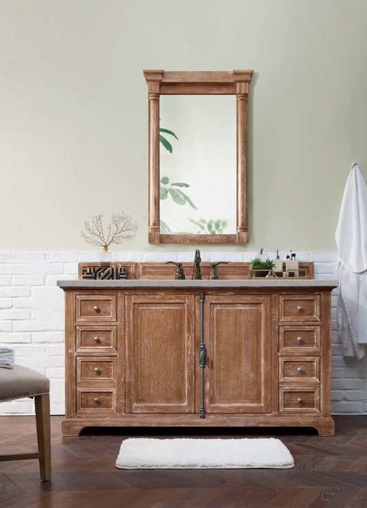 Providence 60" Single Vanity, Driftwood w/ 3 CM Eternal Serena Quartz Top