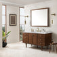 Amberly 60" Single Vanity, Mid-Century Walnut w/ 3 CM White Zeus Top