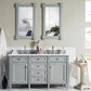 Brittany 60" Double Vanity, Urban Gray w/ 3 CM Ethereal Noctis Quartz Top