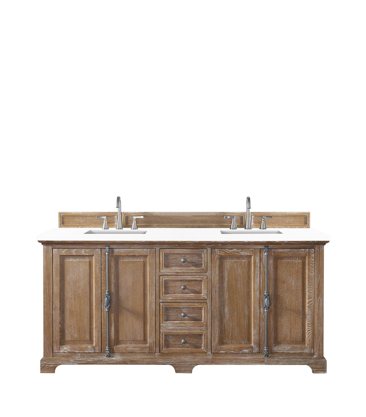 Providence 72" Double Vanity, Driftwood w/ 3 CM White Zeus Quartz Top