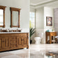 Brookfield 72" Double Vanity, Country Oak w/ 3 CM Ethereal Noctis Quartz Top