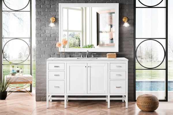 Addison 60 Single Vanity, Glossy White w/ 3 CM Ethereal Noctis Top