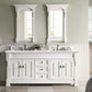 Brookfield 72" Double Vanity, Bright White w/ 3 CM Ethereal Noctis Quartz Top