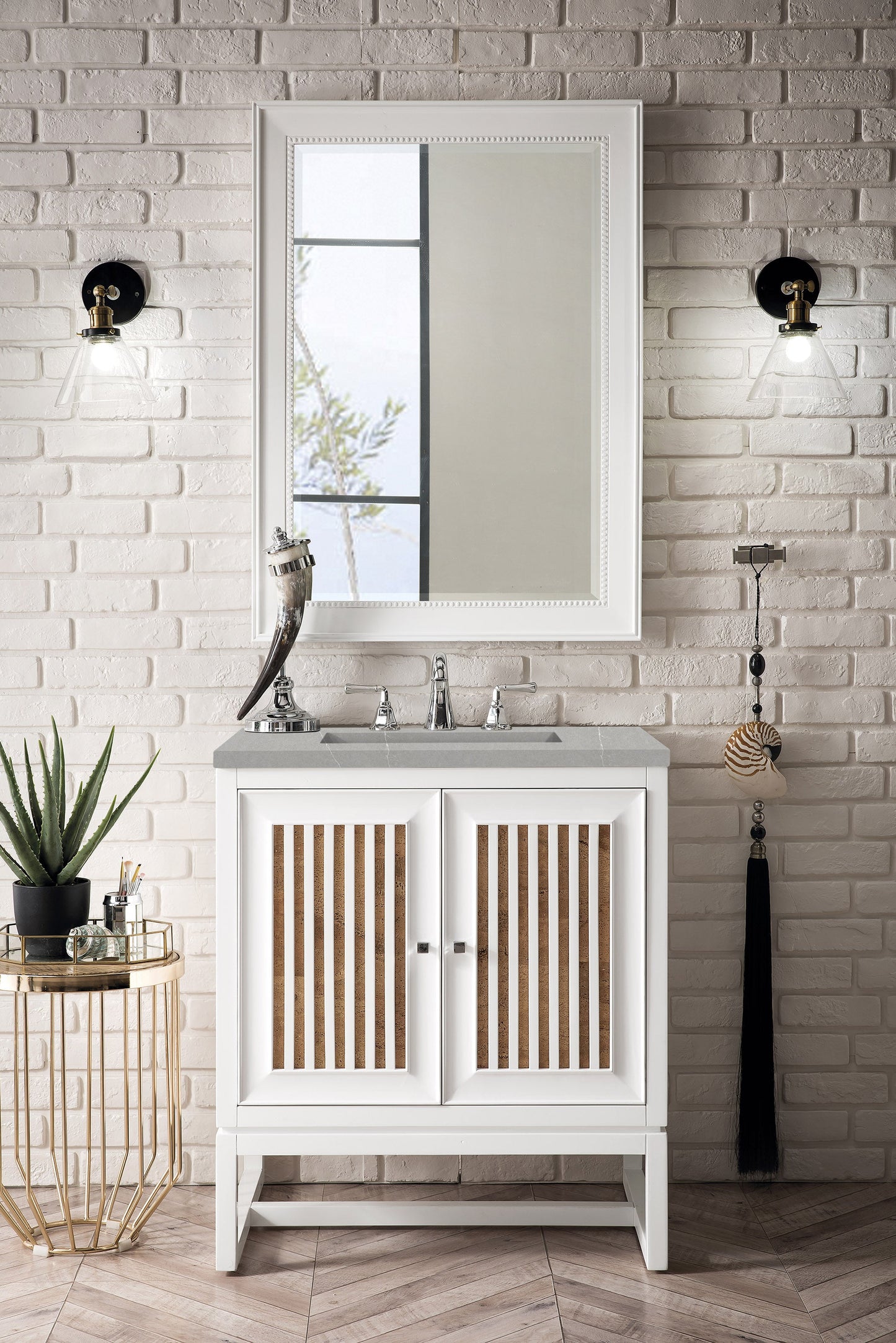 Athens 30" Single Vanity, Glossy White w/ 3 CM Eternal Serena Top