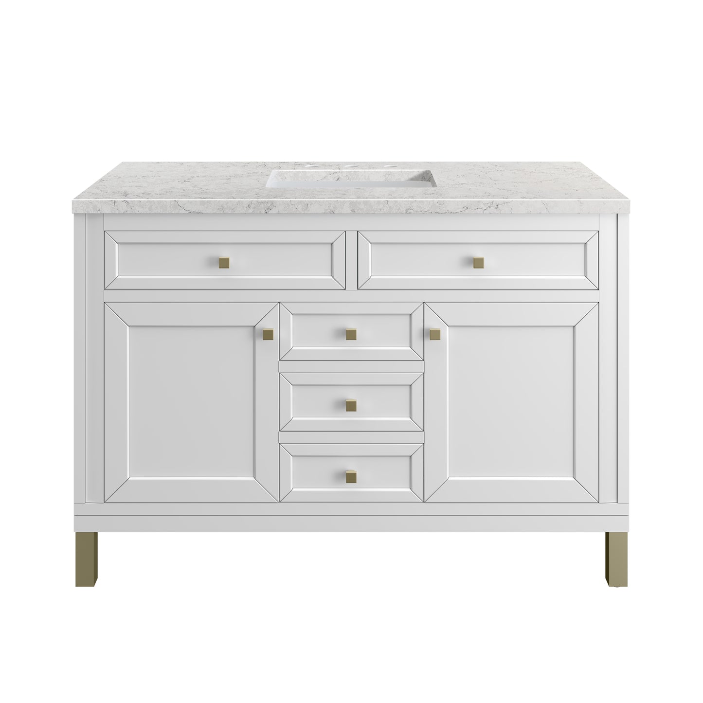 Chicago 48" Single Vanity, Glossy White w/ 3 CM Eternal Jasmine Pearl Top