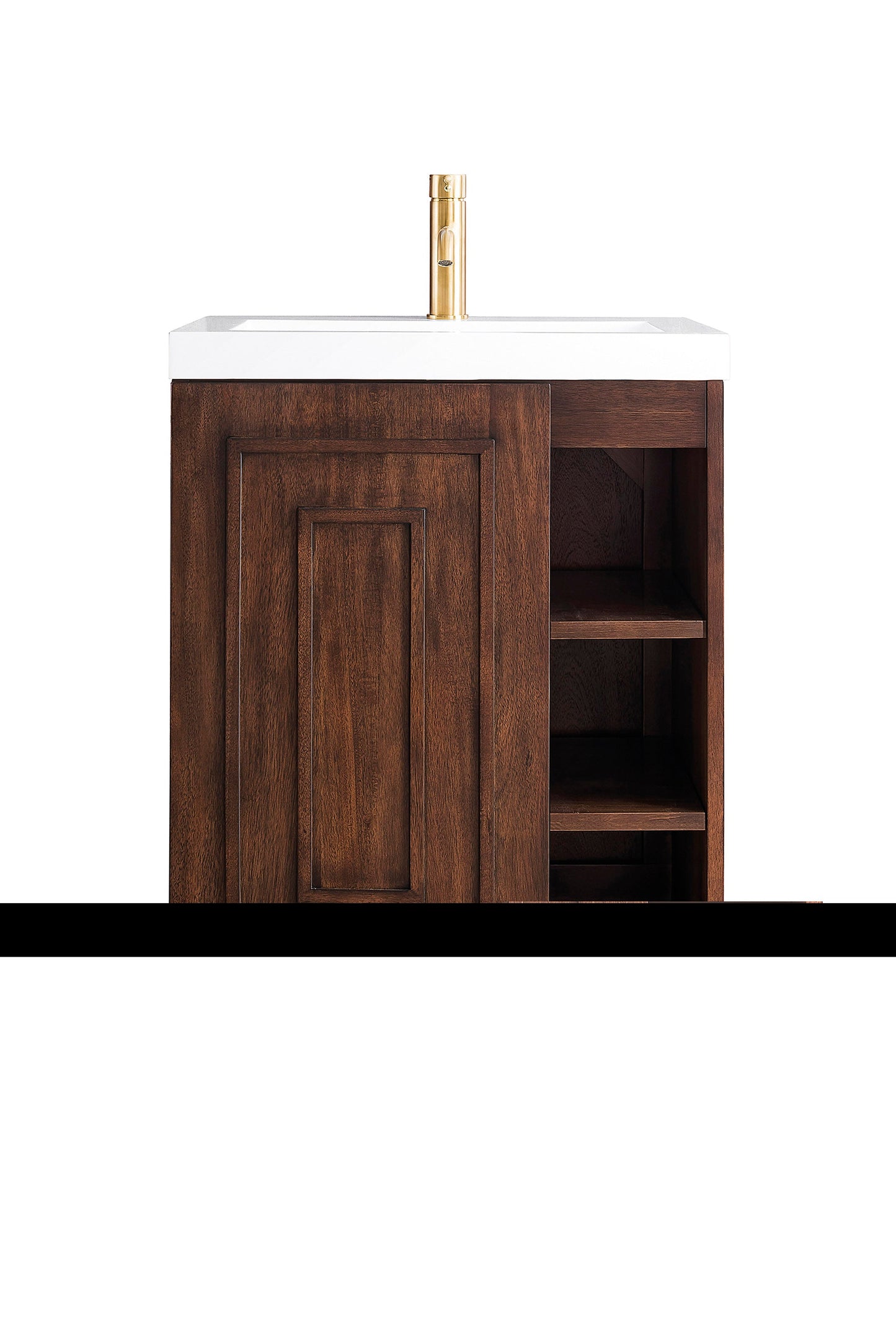 Alicante 24" Single Vanity, Mid-Century Acacia, Radiant Gold w/ White Glossy Composite Stone Top