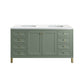 Chicago 60" Double Vanity, Smokey Celadon w/ 3 CM White Zeus Top