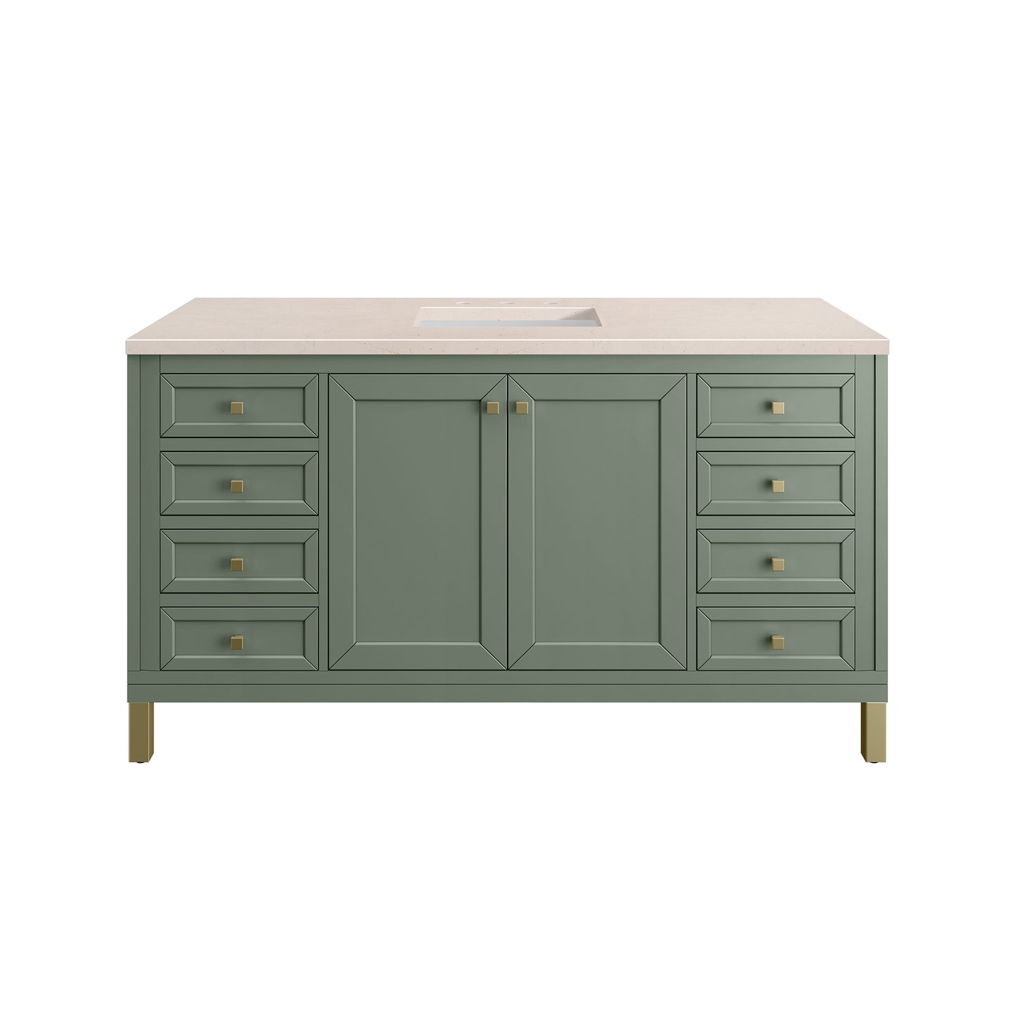 Chicago 60" Single Vanity, Smokey Celadon w/ 3 CM Eternal Marfil Top